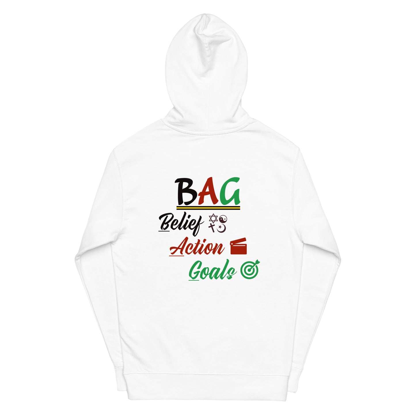 BAG Unisex midweight white hoodie