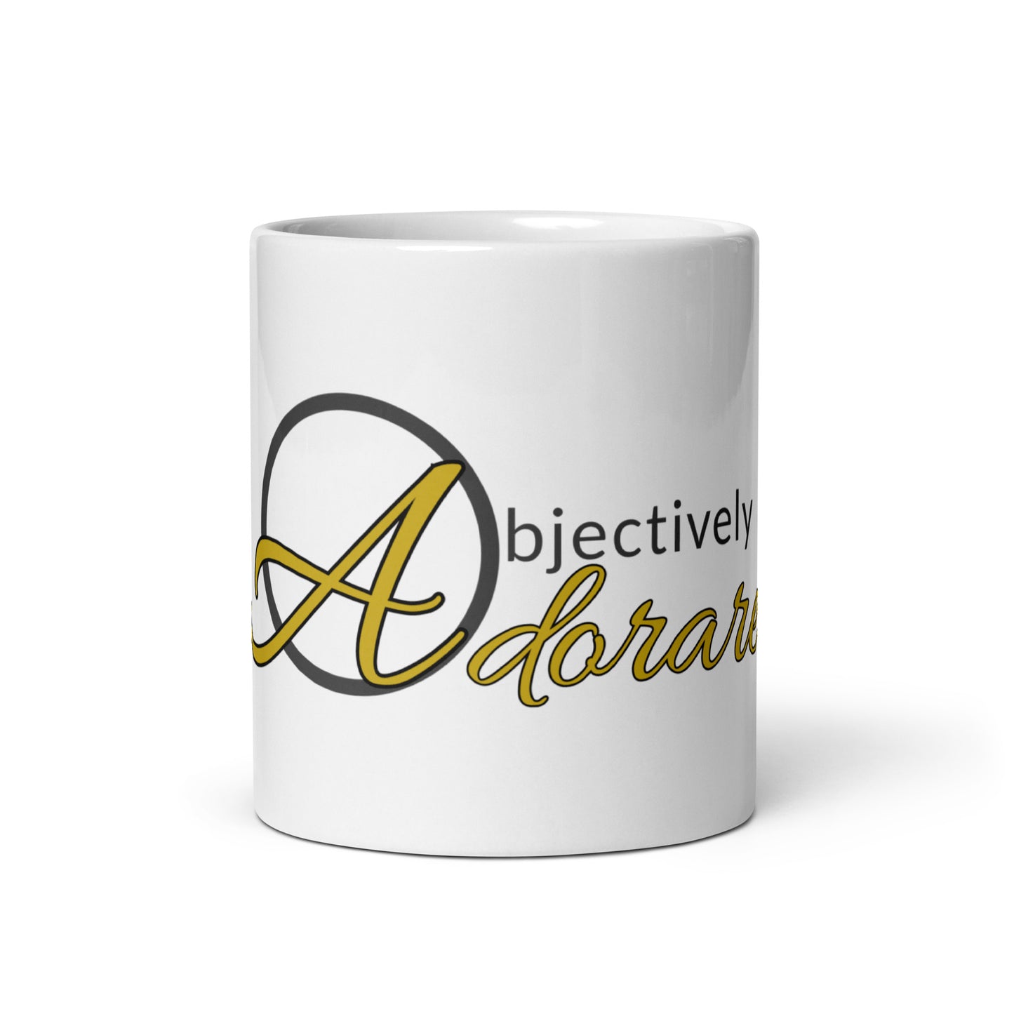 Objectively Adorare White Glossy Mug